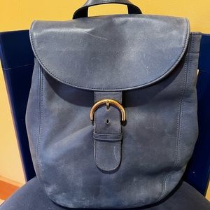 Coach Vintage Leather Top Handle Satchel Backpack Flap Bag Blue Exclnt Used Cond